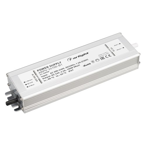 Блок питания для светодиодной ленты Arlight ARPV-24100-B1 (24V, 4,2A, 100W) IP67 картинка 